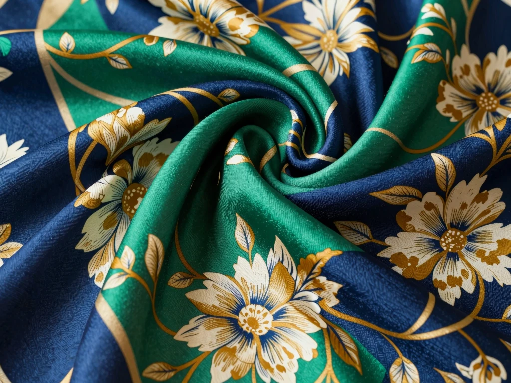 Floral pattern silk scarf in elegant colors