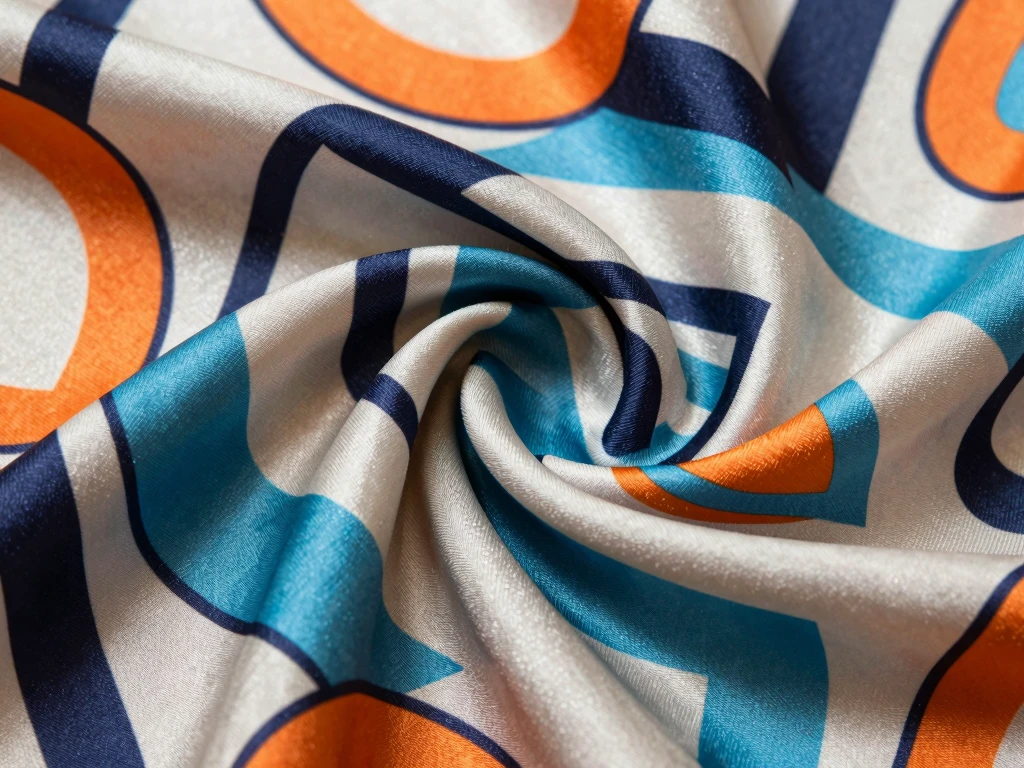 Geometric pattern silk scarf with modern design