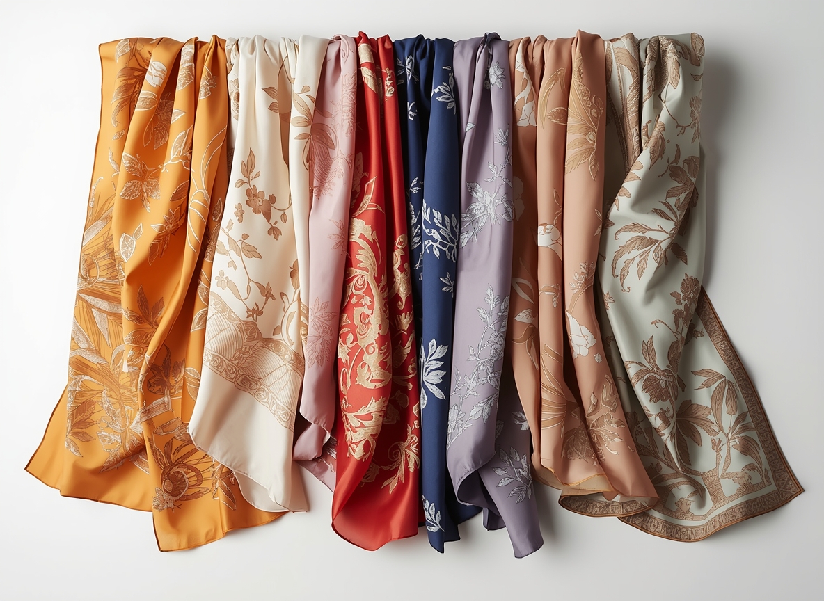 Silk scarves collection with elegant patterns