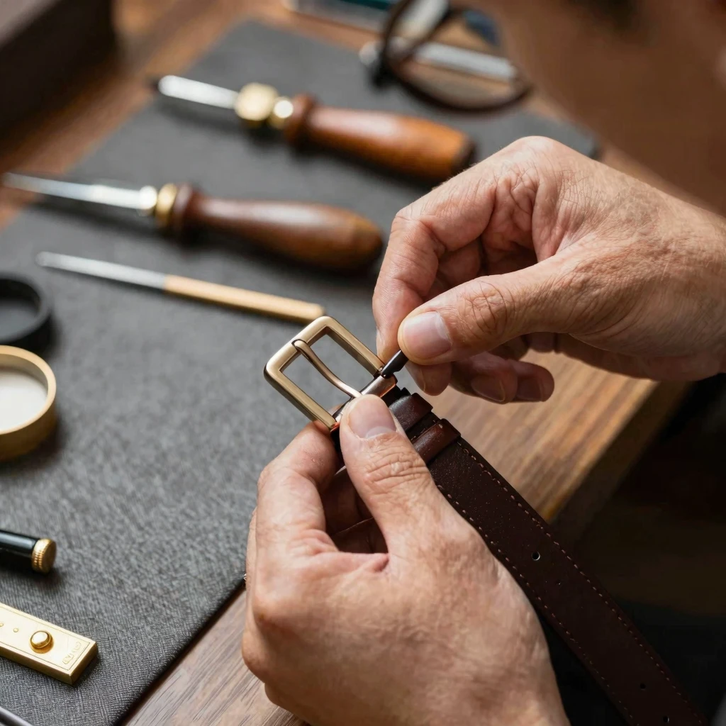 Artisan crafting luxury accessories with precision