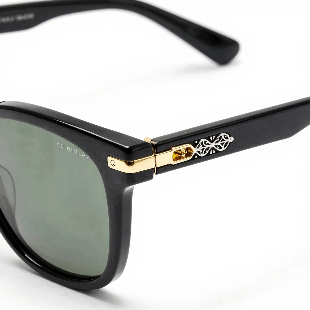 Close-up of luxury sunglasses frame details