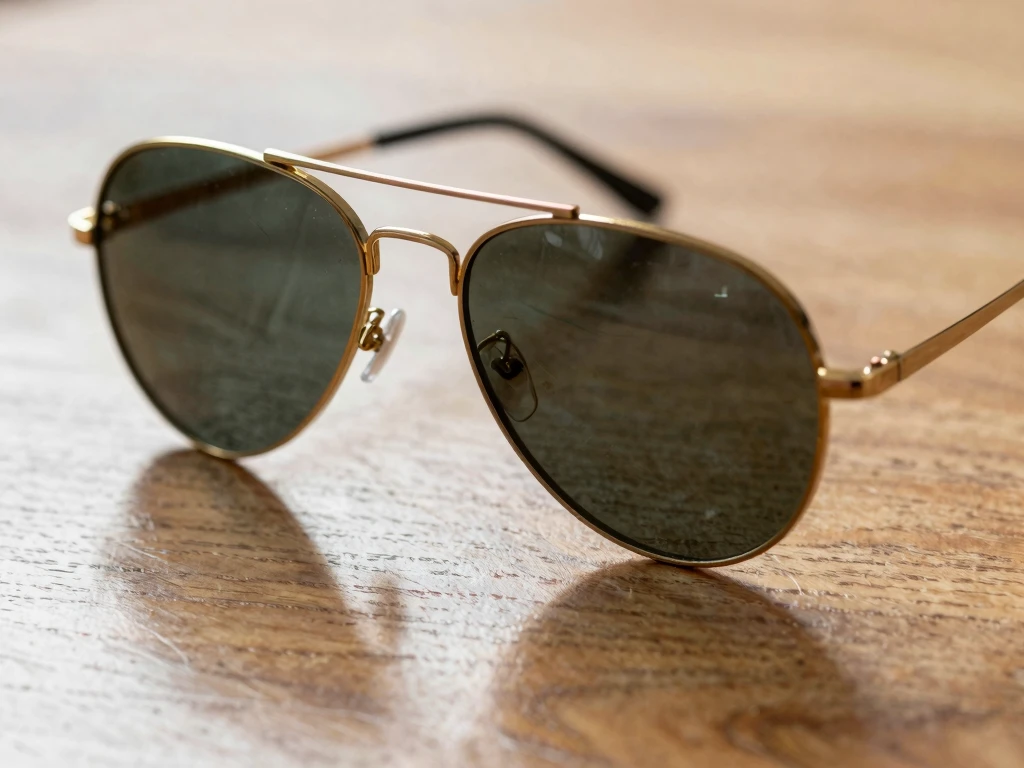 Classic aviator sunglasses with gold frame